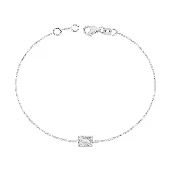 Baguette Center & Side Stone Diamond Chain Bracelet