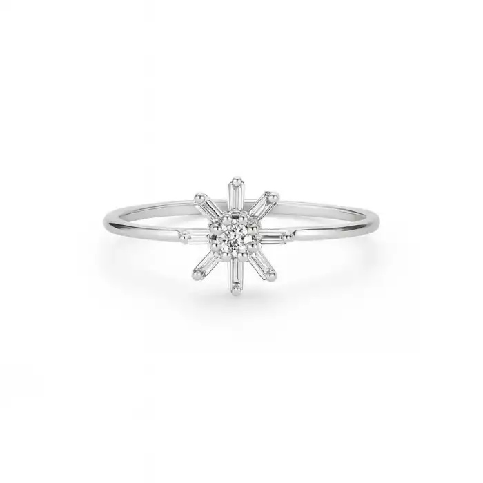 Baguette Flower Diamond Ring