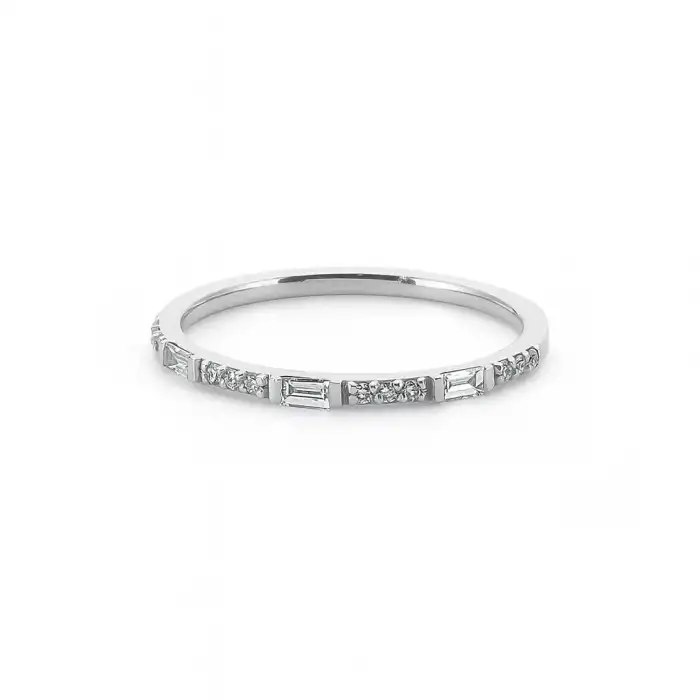 Baguette & Round Diamond Band