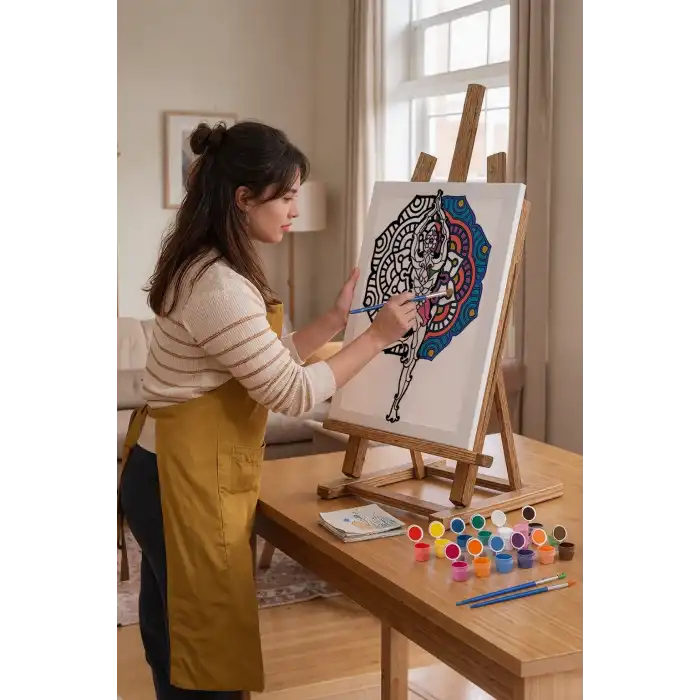 Balerin Desenli Mandala Tuval Boyama Seti 40x50 cm