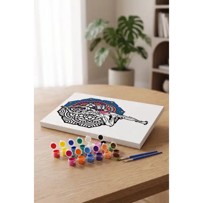 Balerin Desenli Mandala Tuval Boyama Seti 40x50 cm