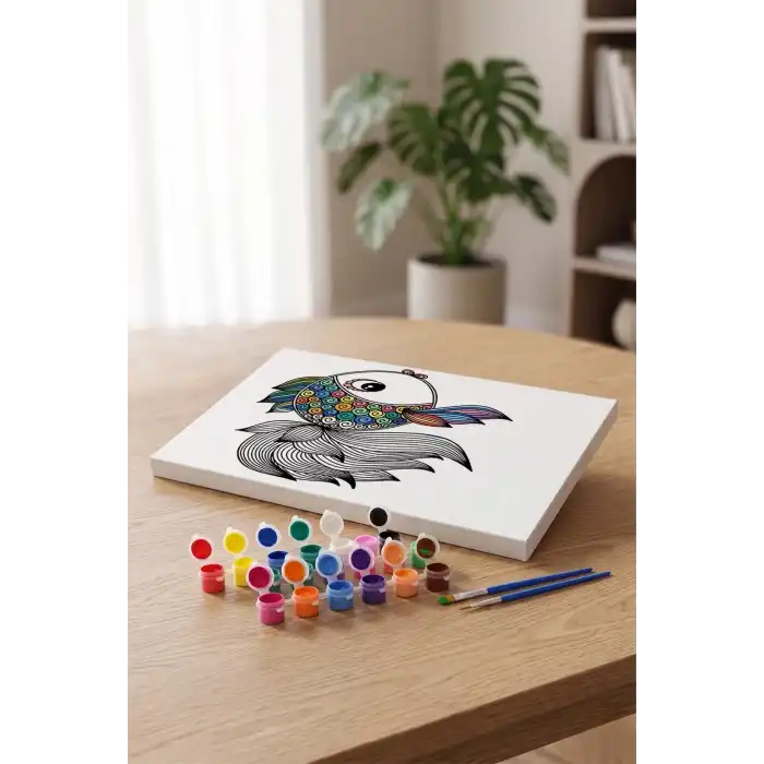 Balık Desenli Mandala Tuval Boyama Seti 40x50 cm