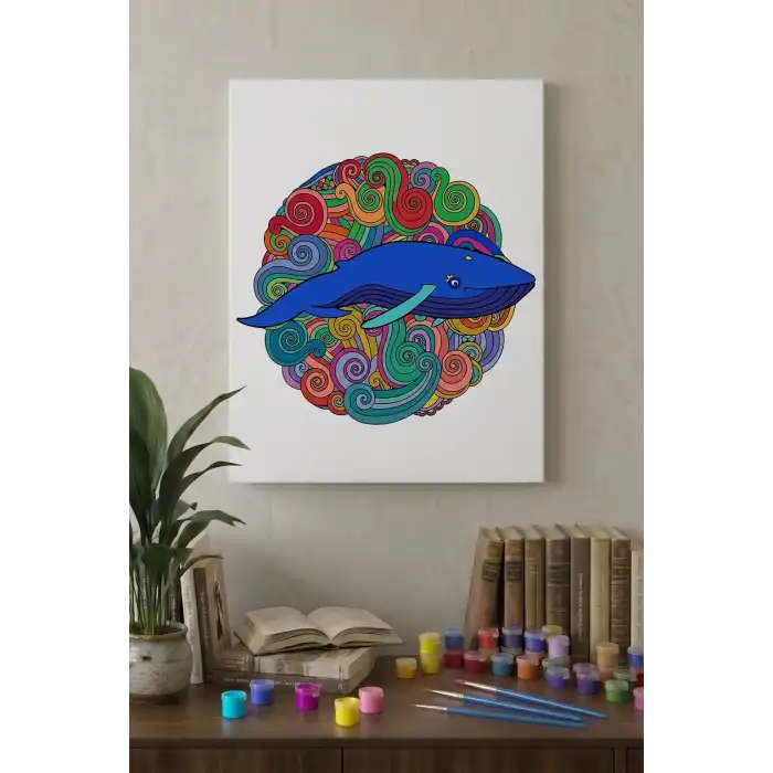 Balina Desenli Mandala Tuval Boyama Seti 40x50 cm