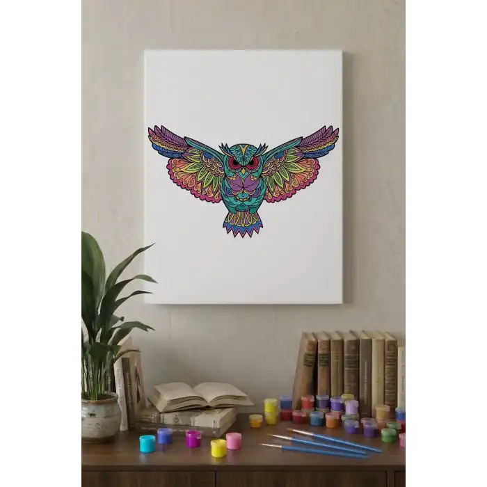 Baykuş Desenli Mandala Tuval Boyama Seti 40x50 cm