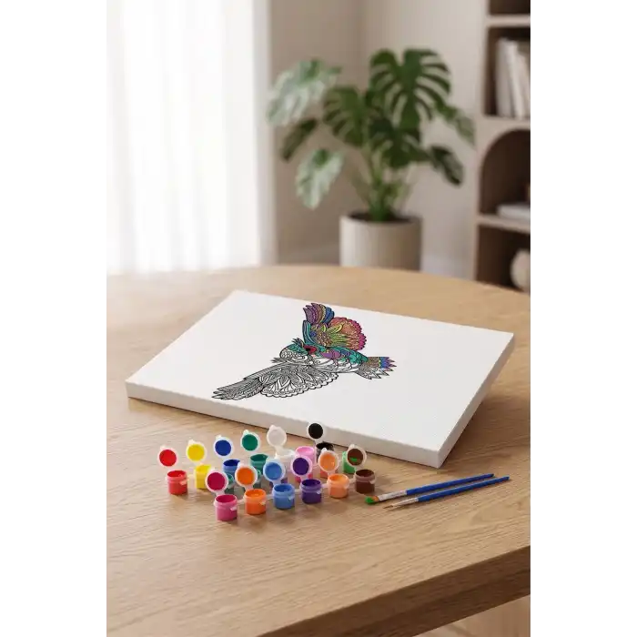 Baykuş Desenli Mandala Tuval Boyama Seti 40x50 cm