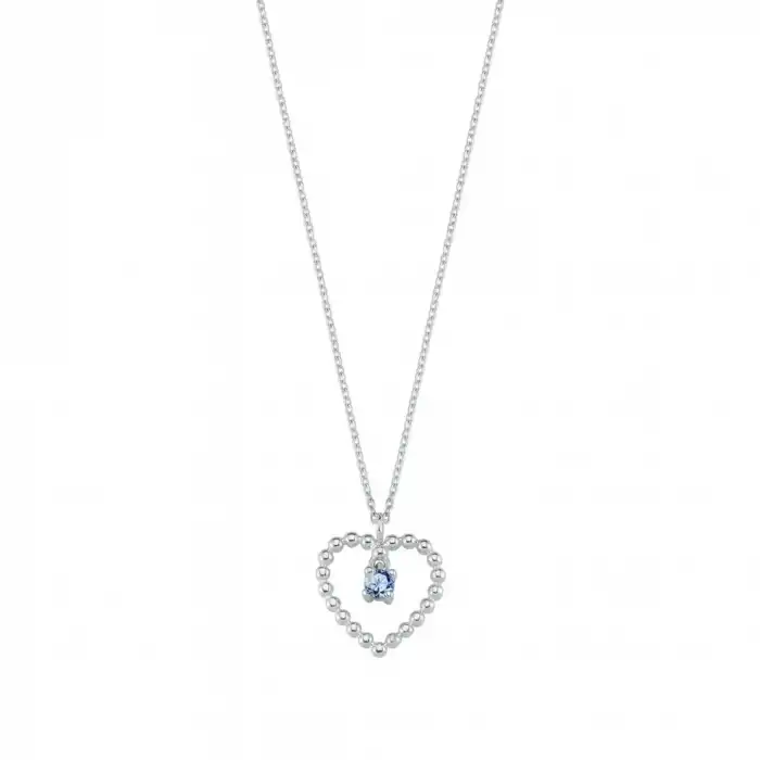 Blue Beaded Heart Necklace