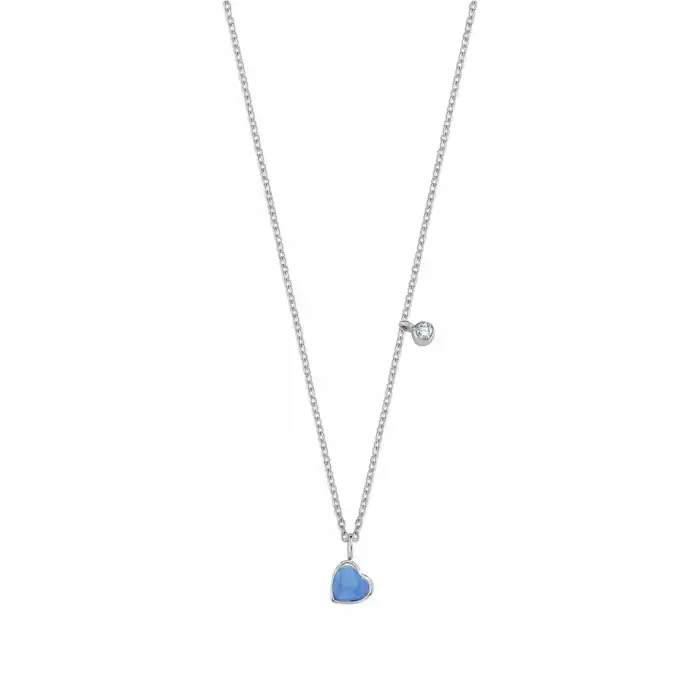 Blue Enamel Heart Necklace