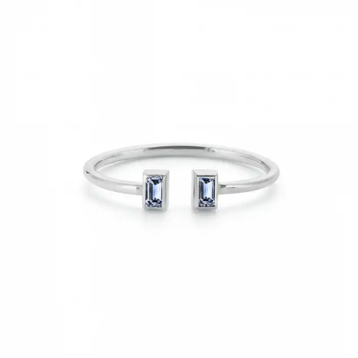 Blue Twin Baguette Ring