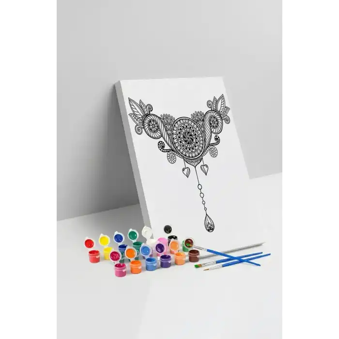 Bohem Desenli Mandala Tuval Boyama Seti 40x50 cm