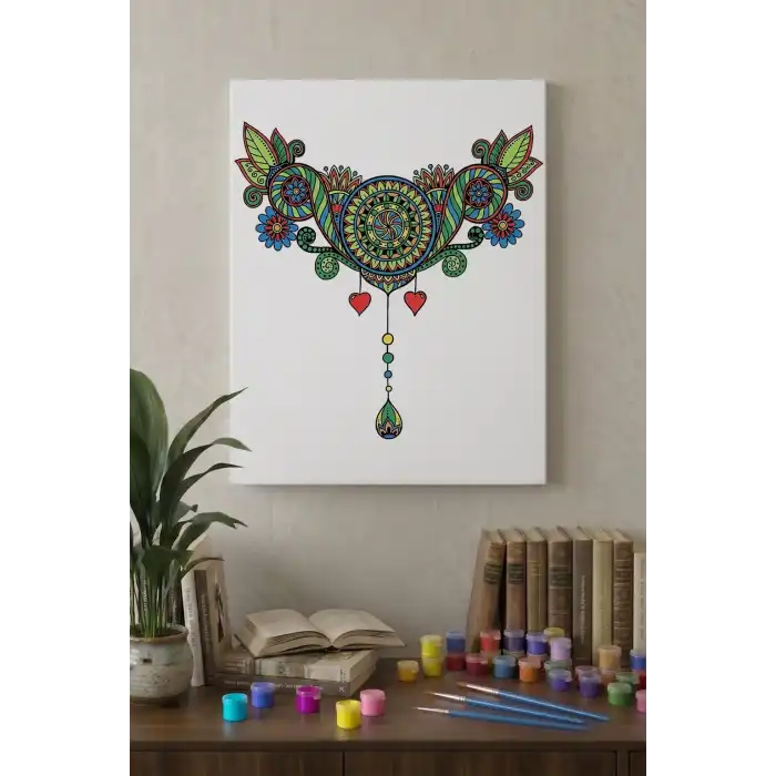 Bohem Desenli Mandala Tuval Boyama Seti 40x50 cm