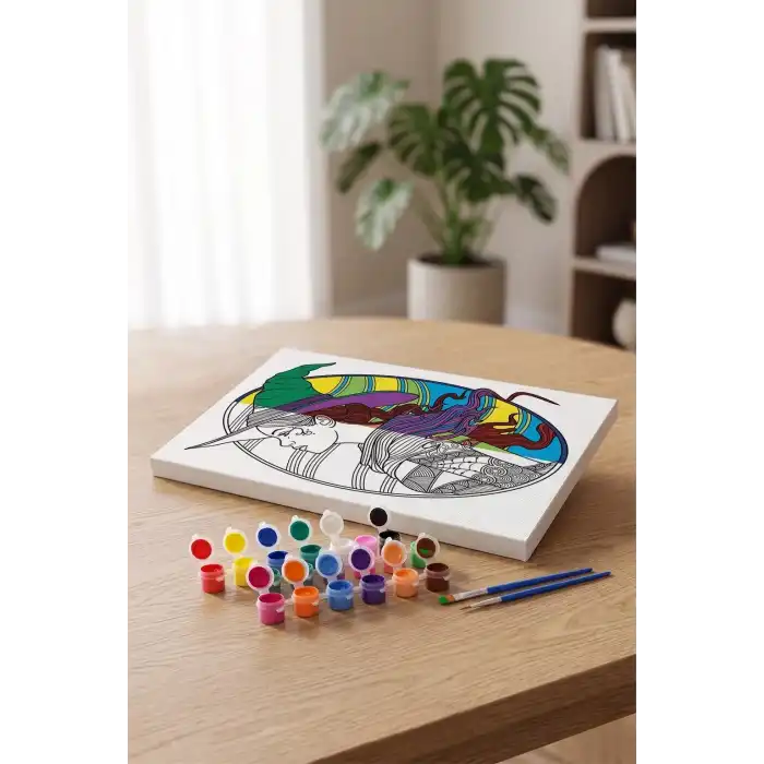 Cadı Desenli Mandala Tuval Boyama Seti 40x50 cm