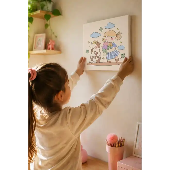 Çiçek Buketi Boyama Tuvali – Şövalesiz Boya Seti 20x20