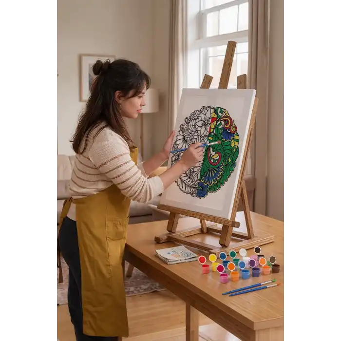 Çiçek Desenli Mandala Tuval Boyama Seti 40x50 cm