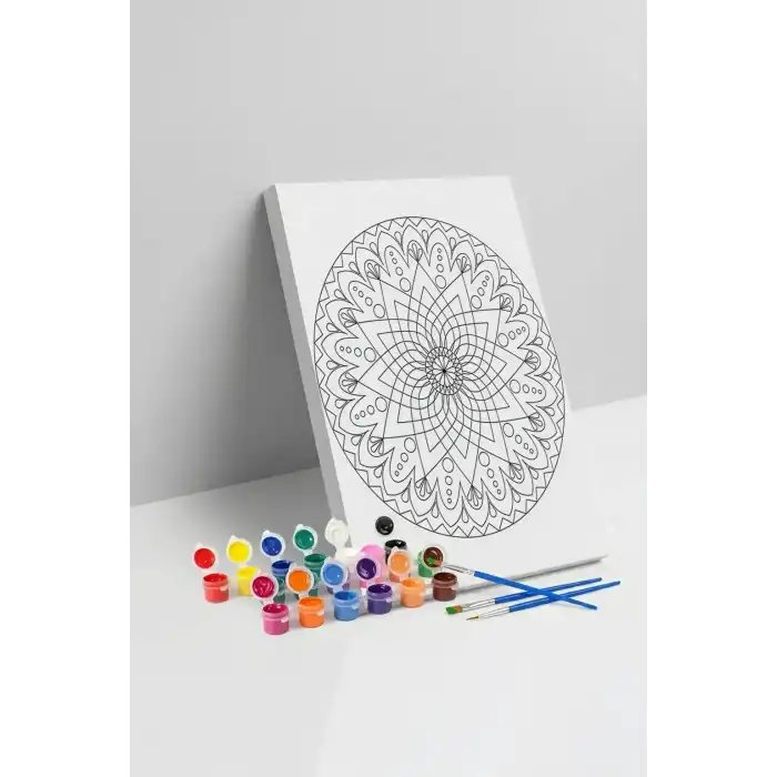 Çiçek Mandala Tuval Boyama Seti 40x50 cm
