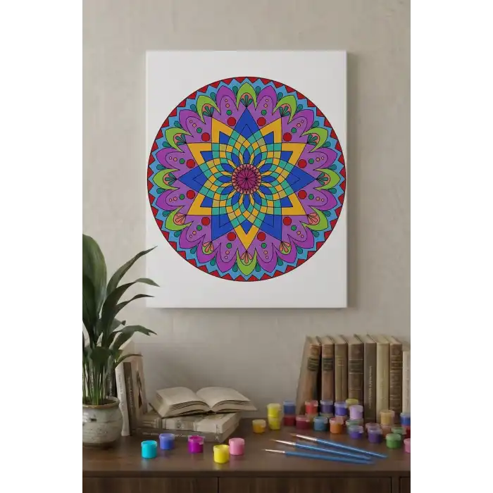 Çiçek Mandala Tuval Boyama Seti 40x50 cm