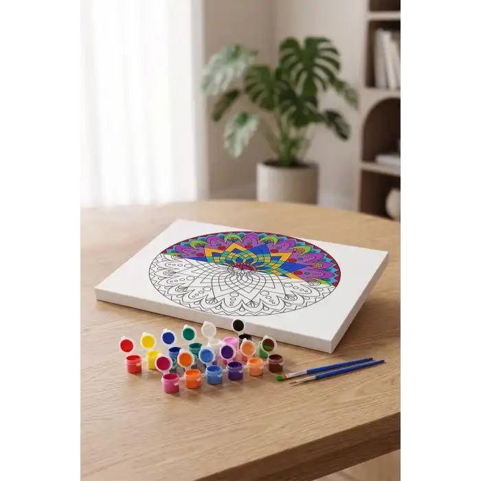 Çiçek Mandala Tuval Boyama Seti 40x50 cm