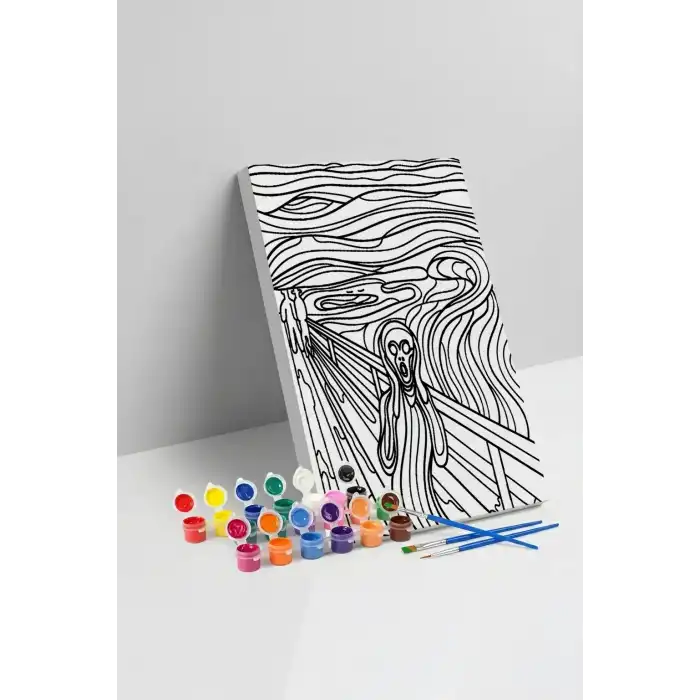 Çığlık Tablosu Desenli Mandala Tuval Boyama Seti 40x50 cm