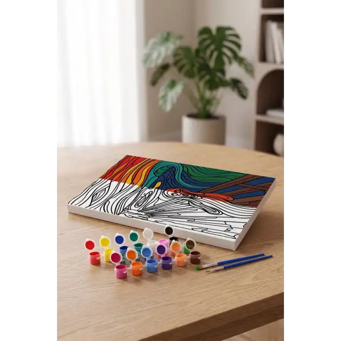 Çığlık Tablosu Desenli Mandala Tuval Boyama Seti 40x50 cm