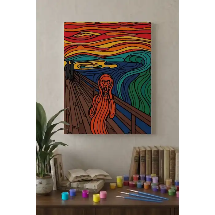 Çığlık Tablosu Desenli Mandala Tuval Boyama Seti 40x50 cm