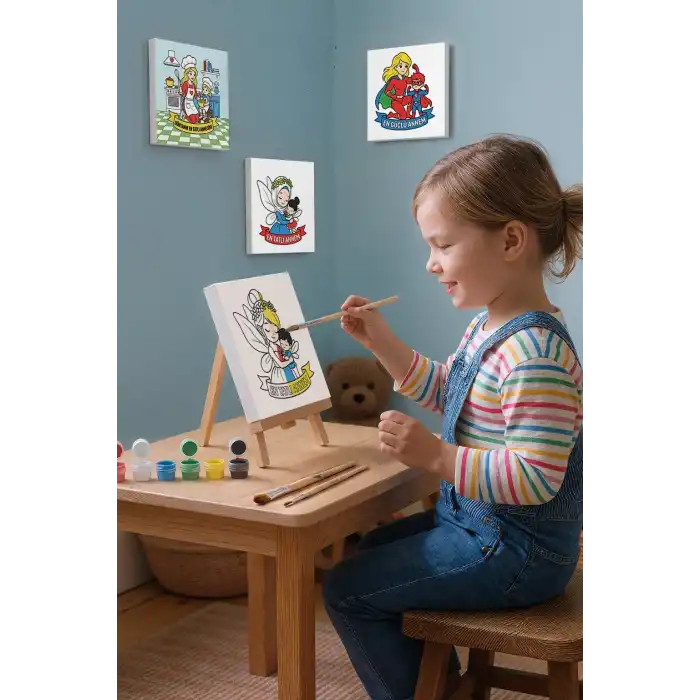 Çocuklar İçin Anneler Günü Boyama Tuvali – Şövaleli Boya Seti 20x20 cm