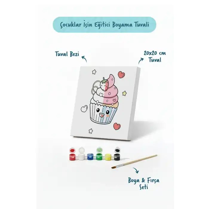 Cupcake Fil Boyama Tuvali – Şövalesiz Boya Seti 20x20