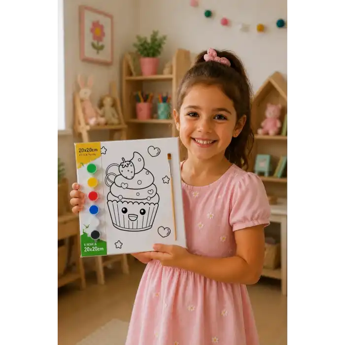 Cupcake Fil Boyama Tuvali – Şövalesiz Boya Seti 20x20