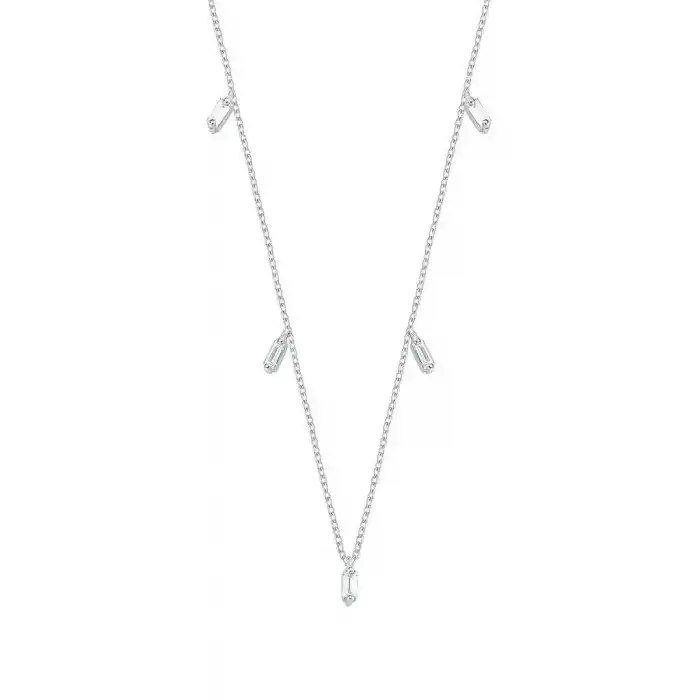 Dangling Baguette Diamond Pendant Necklace