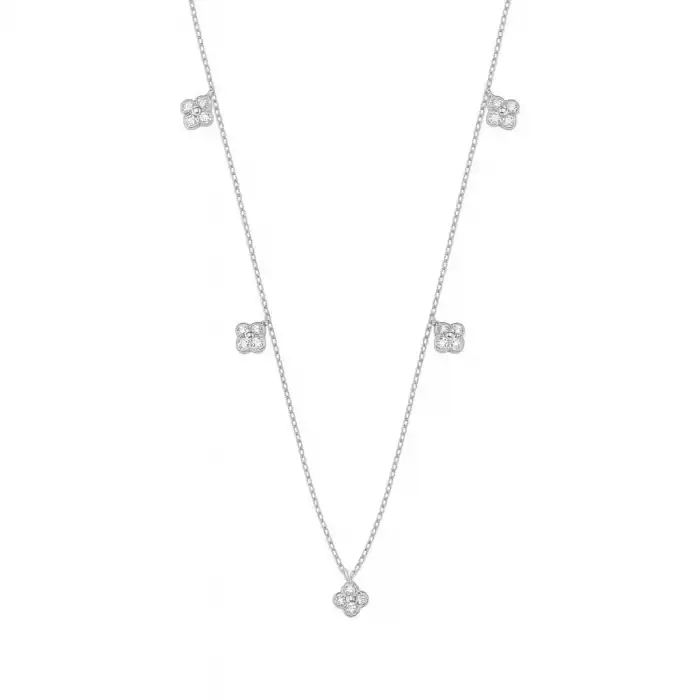 Dangling Clover Diamond Pendant Necklace
