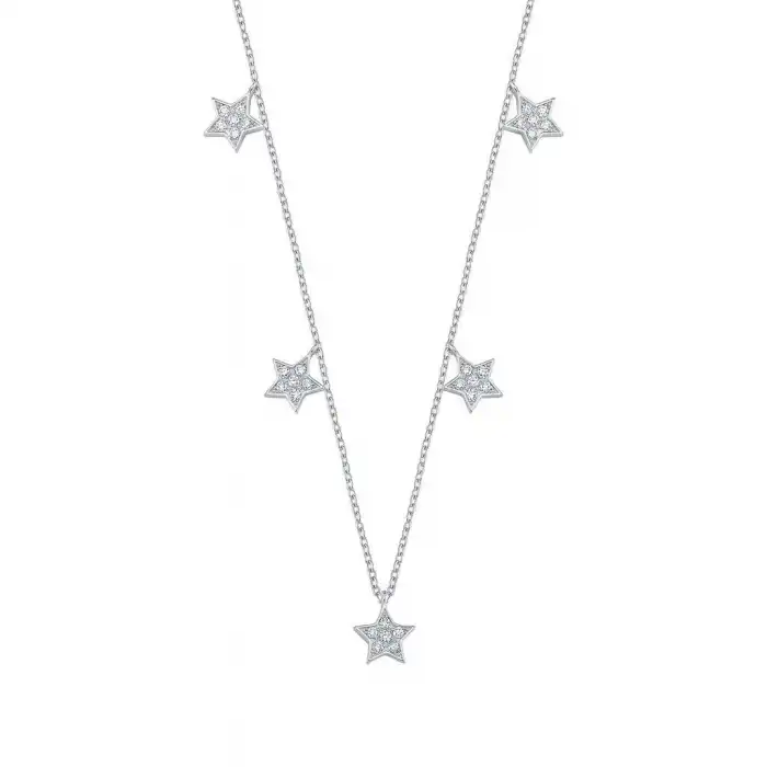 Dangling Star Diamond Pendant Necklace