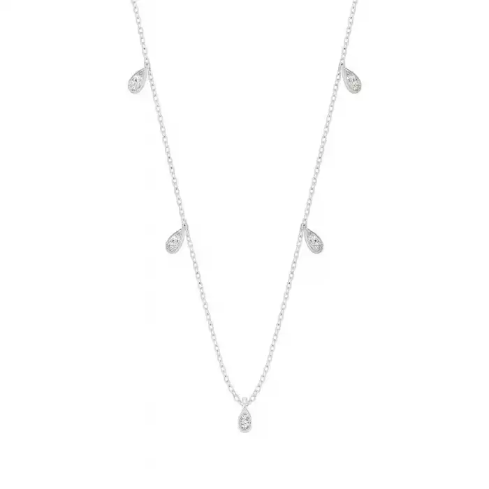 Dangling Teardrop Diamond Pendant Necklace
