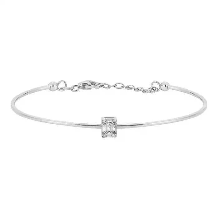 Delicate Baguette and Round Diamond Bracelet