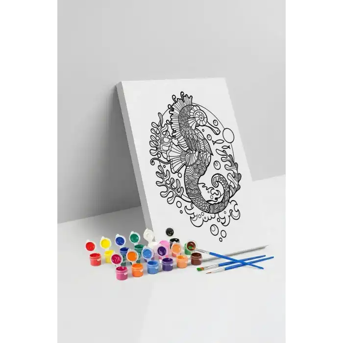 Denizatı Desenli Mandala Tuval Boyama Seti 40x50 cm