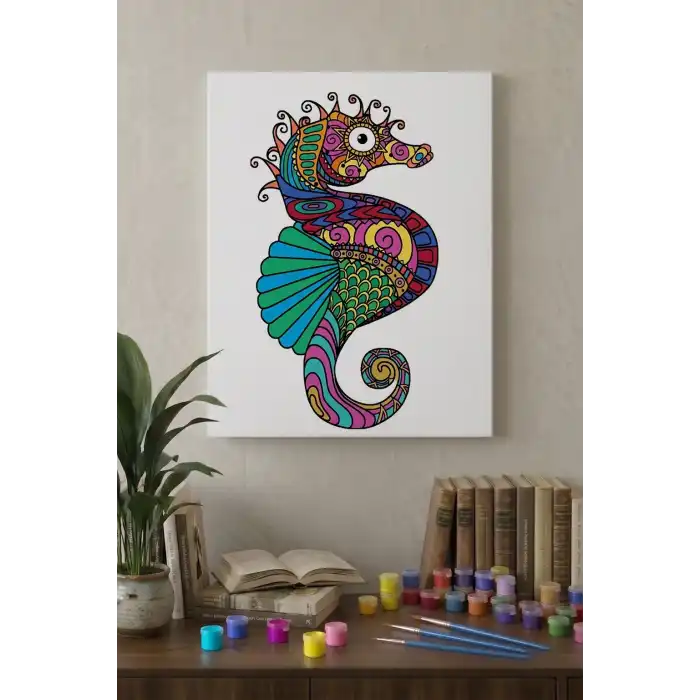 Denizatı Desenli Mandala Tuval Boyama Seti 40x50 cm