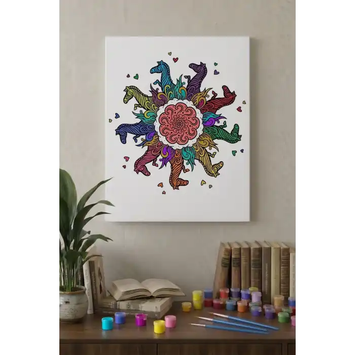 Denizatı Desenli Mandala Tuval Boyama Seti 40x50 cm