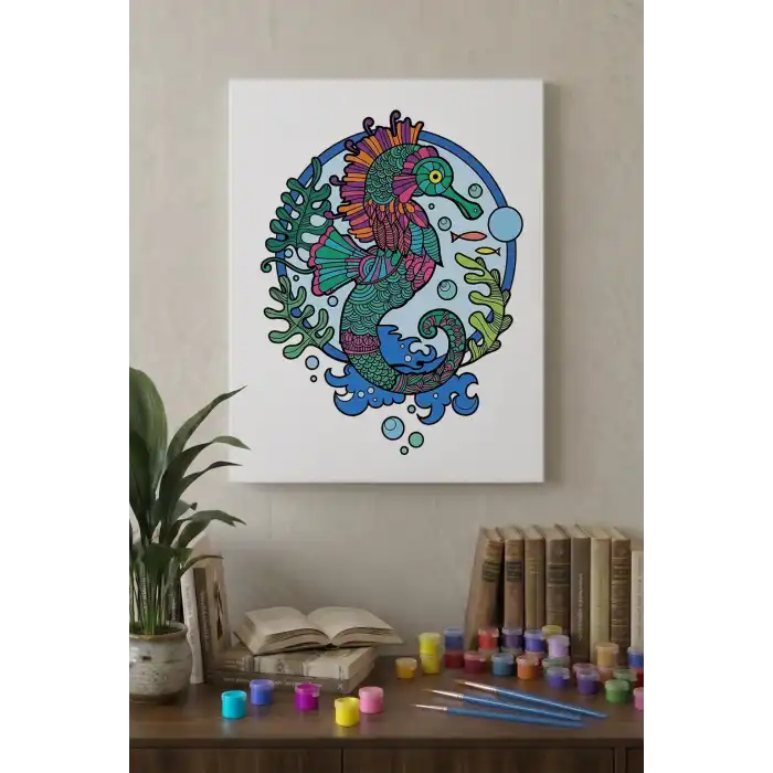 Denizatı Desenli Mandala Tuval Boyama Seti 40x50 cm