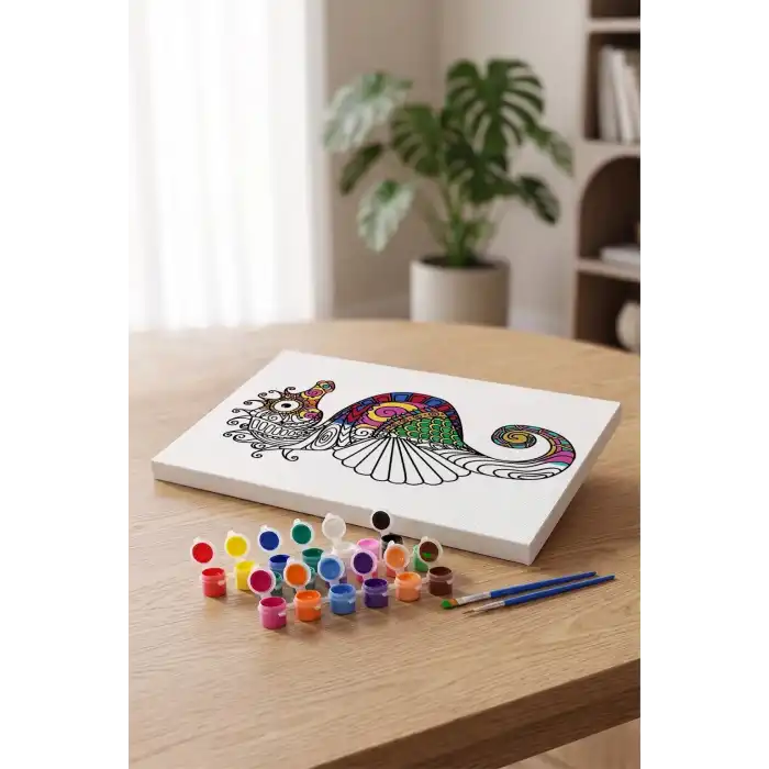 Denizatı Desenli Mandala Tuval Boyama Seti 40x50 cm