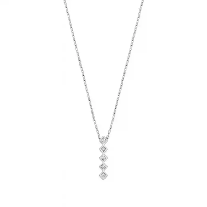 Diamond Five-Stone Kite-Shaped Pendant Necklace