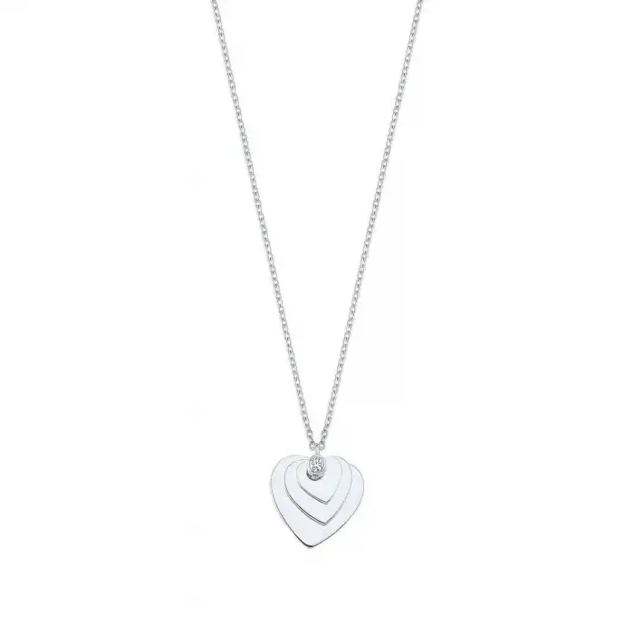 Diamond Heart Plate Pendant Necklace