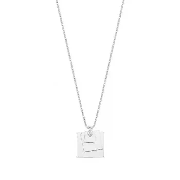 Diamond Kite-Shaped Plate Pendant Necklace
