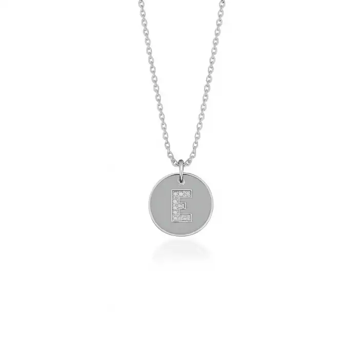 Diamond Letter E Enamel Necklace