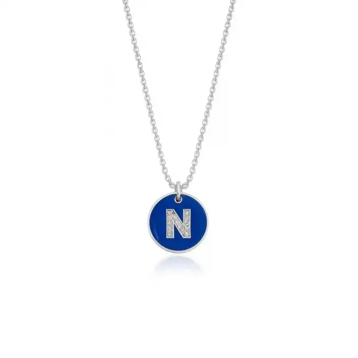Diamond Letter N Enamel Necklace