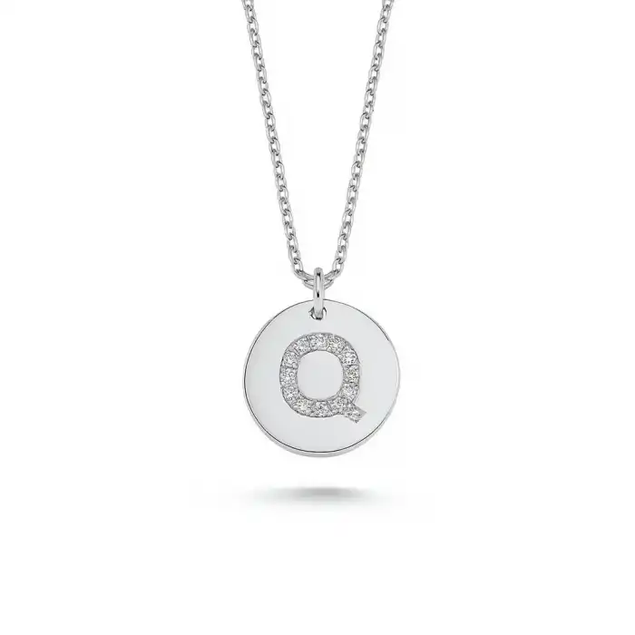 Diamond Letter Q Pendant Necklace