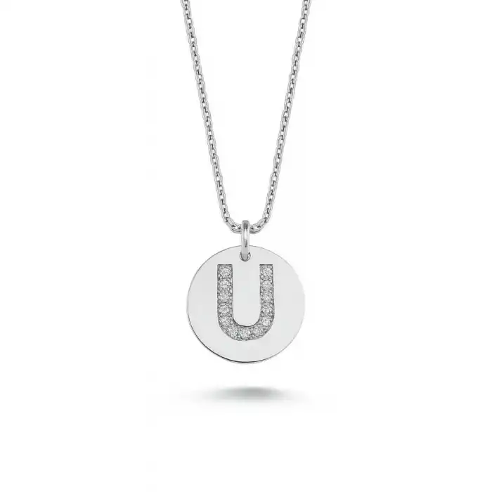 Diamond Letter U Pendant Necklace