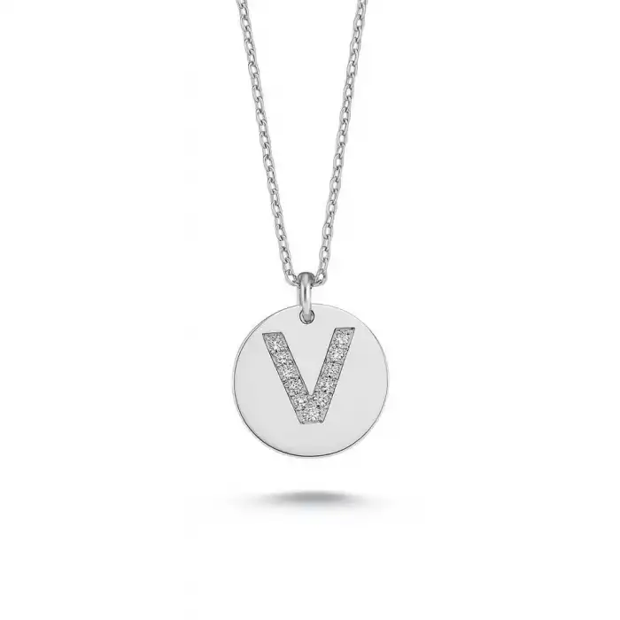 Diamond Letter V Pendant Necklace