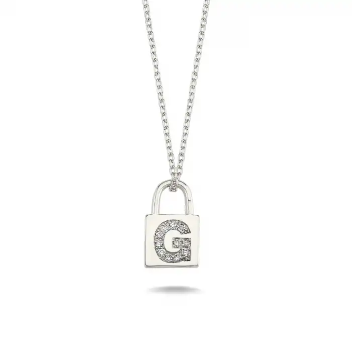 Diamond Lock Letter G Pendant Necklace