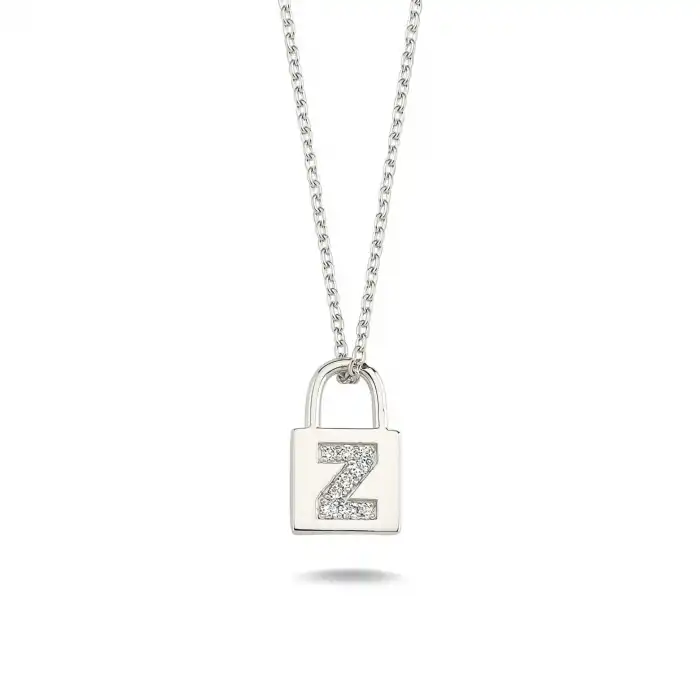 Diamond Lock Letter Z Pendant Necklace