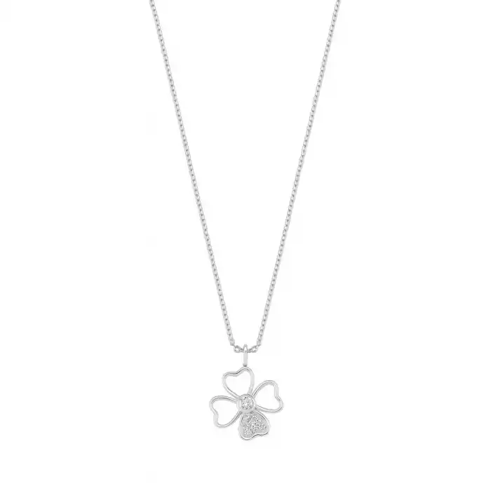 Diamond Lucky Clover Pendant Necklace