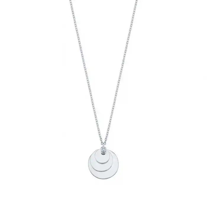 Diamond Stacked Disc Pendant Necklace