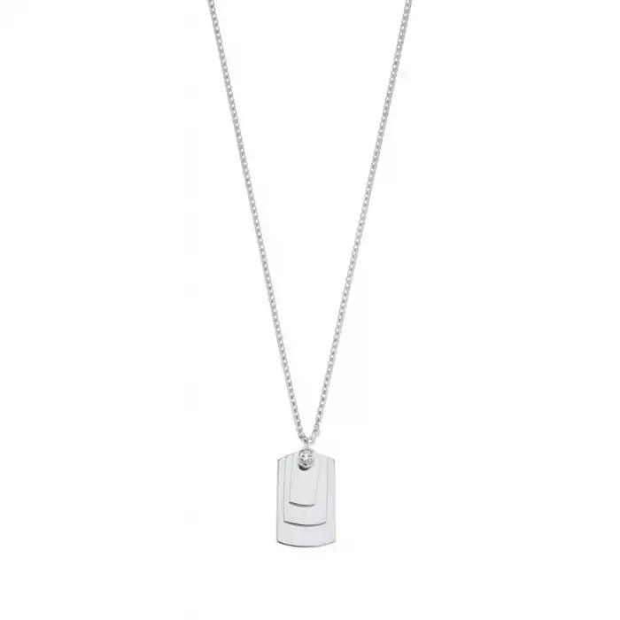 Diamond Stacked Tag Pendant Necklace