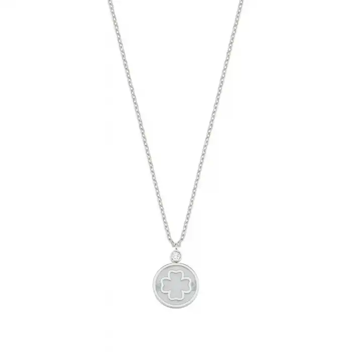 Diamond White Clover Pendant Necklace